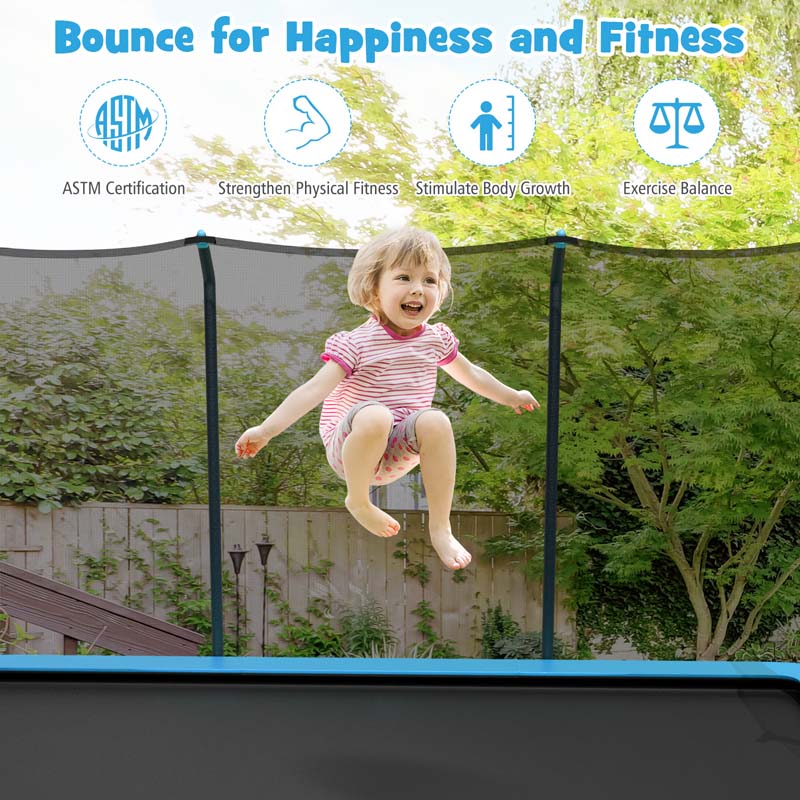 Eletriclife 8 x 14 Feet Rectangular Recreational Trampoline with Safety Enclosure Net and Ladder