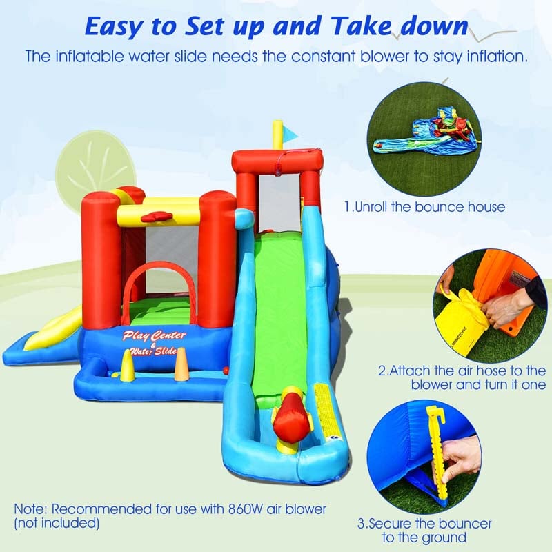 Eletriclife 9-in-1 Inflatable Kids Water Slide Bounce House without Blower