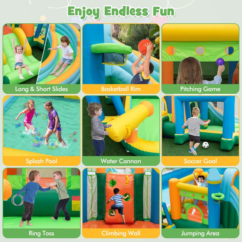 Eletriclife 9 in 1 Giant Water Bounce House Park with 735W Blower