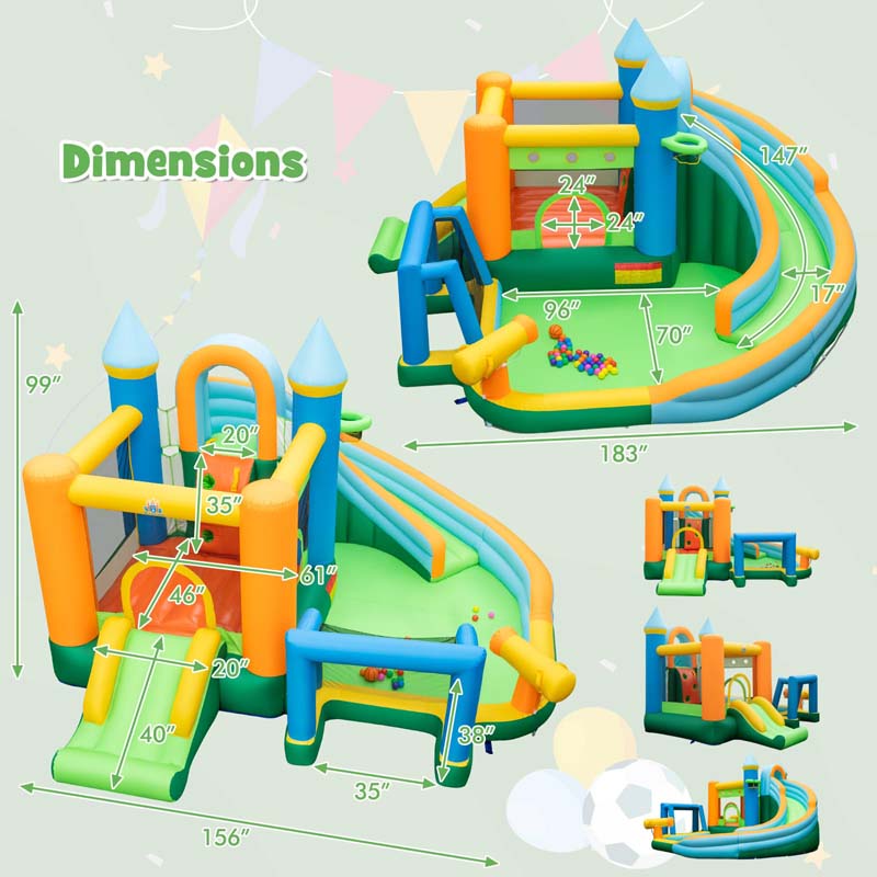Eletriclife 9 in 1 Giant Water Bounce House Park with 735W Blower