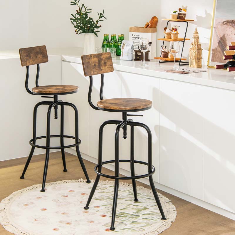 Eletriclife Adjustable Swivel Counter-Height Stool with Arc-Shaped Backrest