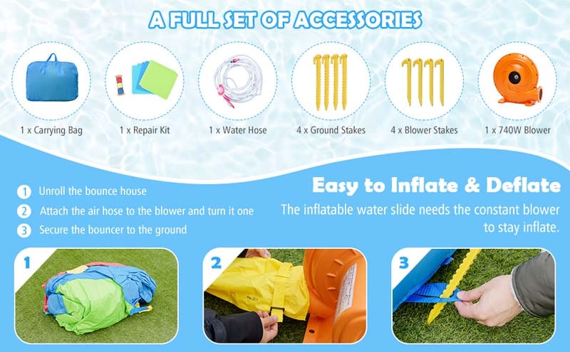 Eletriclife Hippo Inflatable Water Slide Bounce House with Air Blower