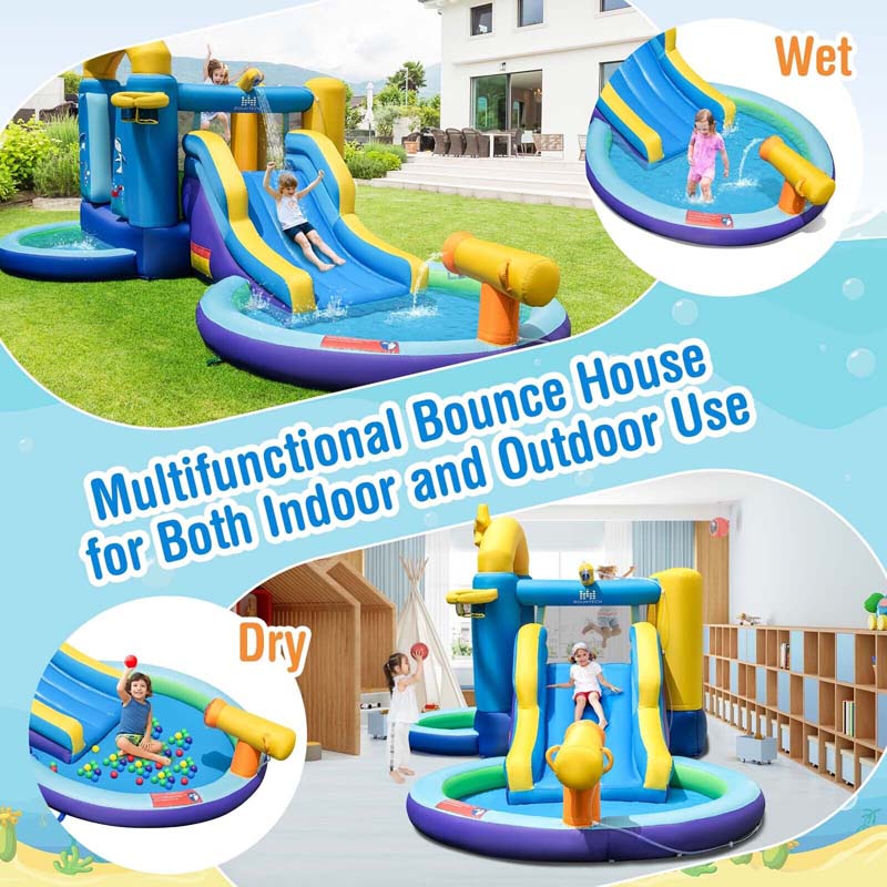 Eletriclife Inflatable Ocean-Themed Bounce House with 735W Blower