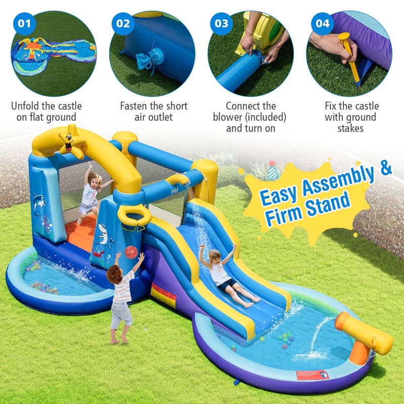Eletriclife Inflatable Ocean-Themed Bounce House with 735W Blower