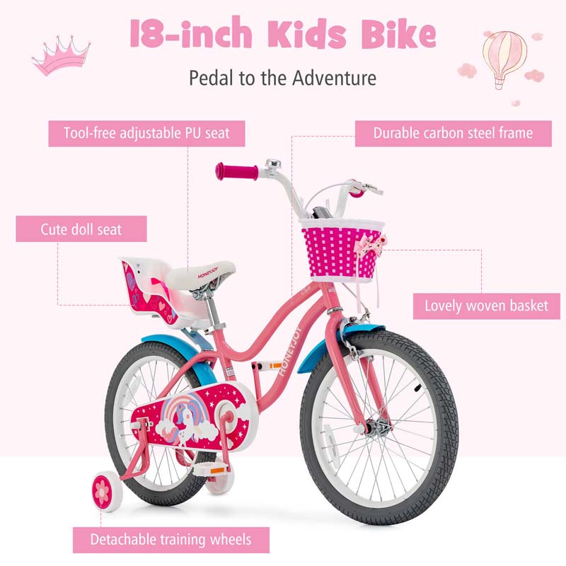 Eletriclife Kids Bicycle with Training Wheels and Basket for Boys Girls Age 3-9 Years