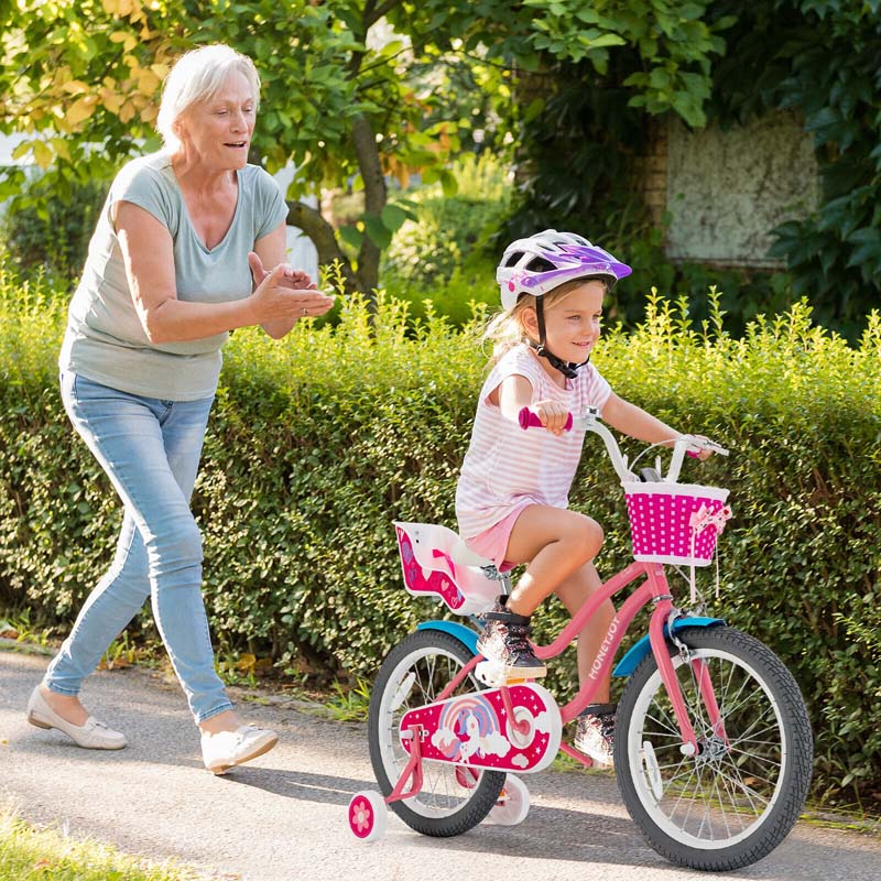 Eletriclife Kids Bicycle with Training Wheels and Basket for Boys Girls Age 3-9 Years