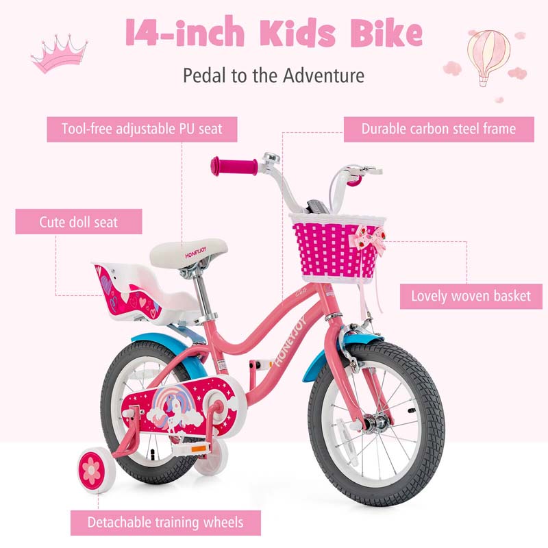 Eletriclife Kids Bicycle with Training Wheels and Basket for Boys Girls Age 3-9 Years