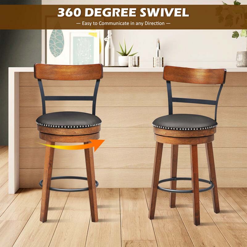 Eletriclife Set of 2 25.5 Inches Swivel Counter Height Dining Chair