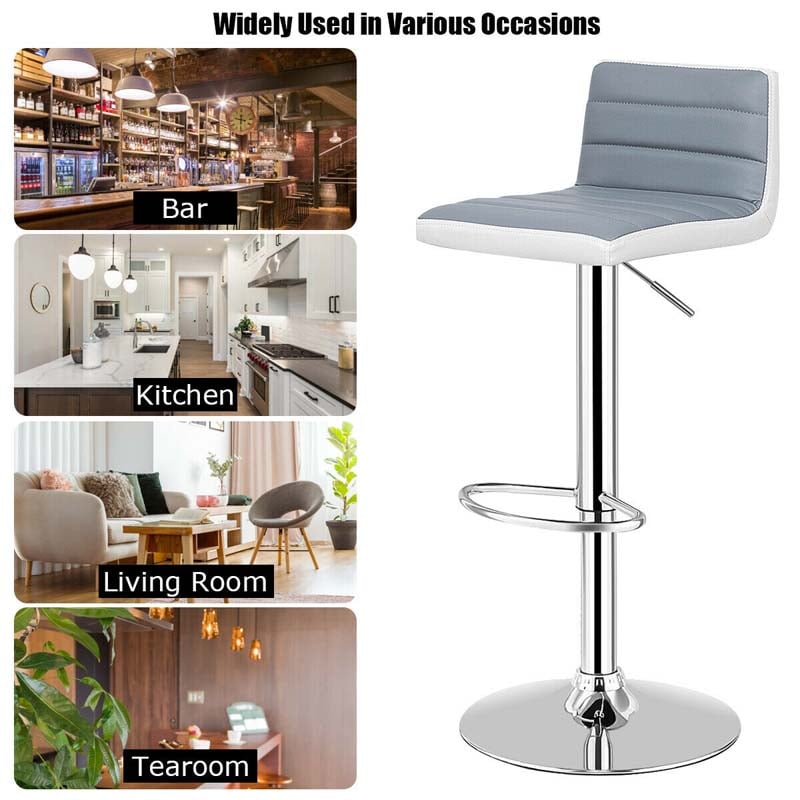 Eletriclife Set of 2 Adjustable Height Barstool with PU Leather