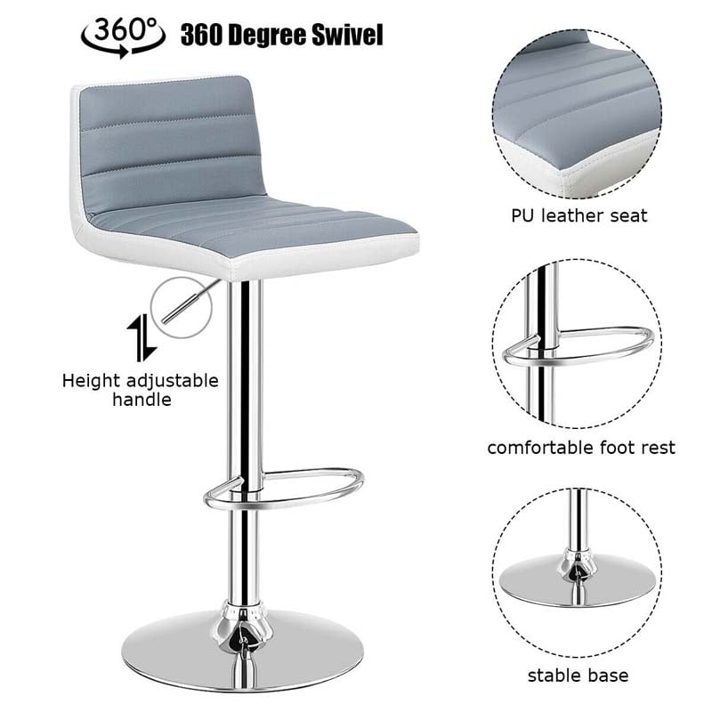 Eletriclife Set of 2 Adjustable Height Barstool with PU Leather