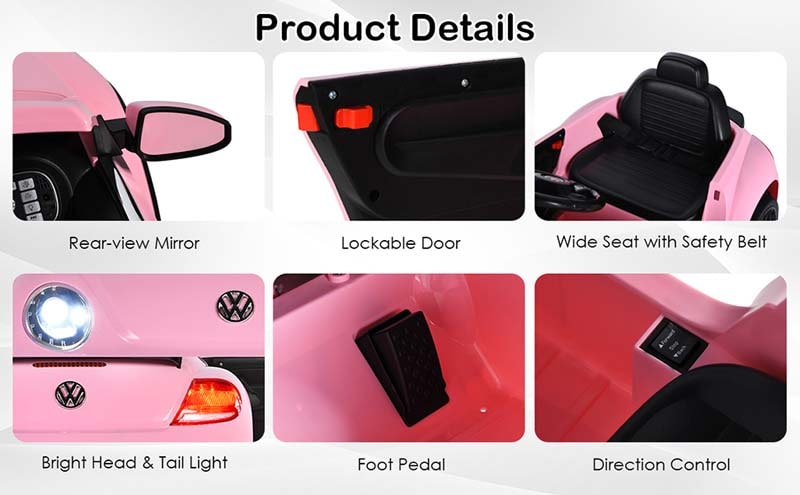 Eletriclife Volkswagen Beetle Kids Electric Ride On Car with Remote Control