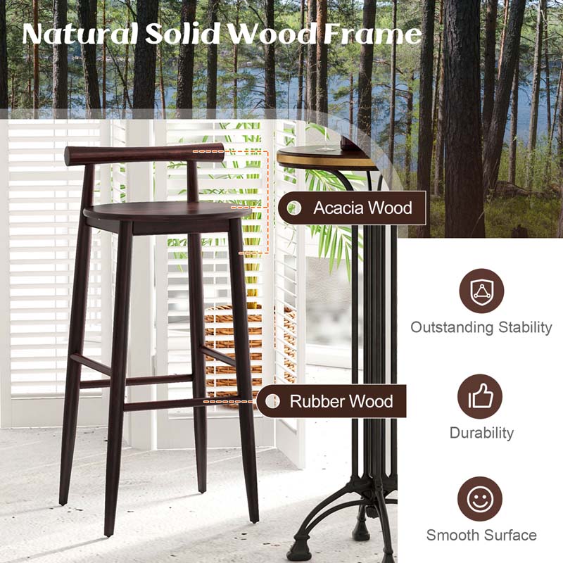 Eletriclife Wooden Bar Chair Set of 2 with Backrest and Footrest