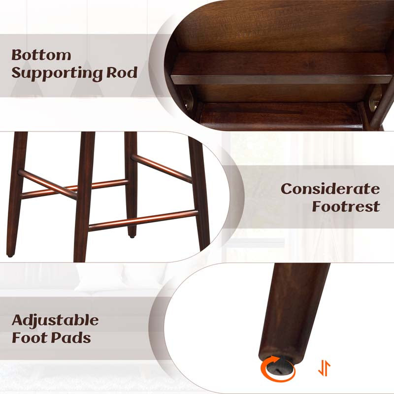 Eletriclife Wooden Bar Chair Set of 2 with Backrest and Footrest