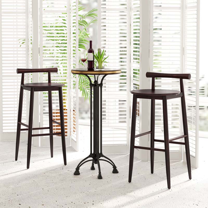 Eletriclife Wooden Bar Chair Set of 2 with Backrest and Footrest