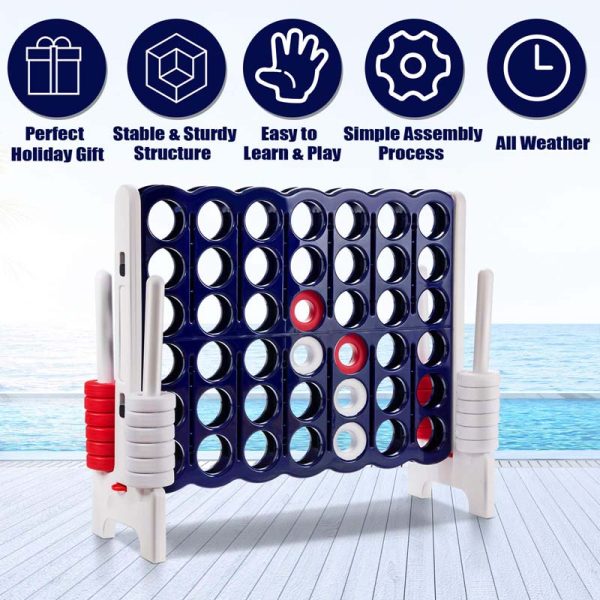 Giant 4-In-A-Row, Jumbo 4-to-Score Giant Game Set with 42 Jumbo Rings & Quick-Release Slider