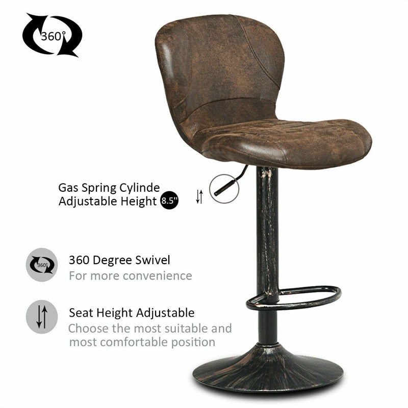 Eletriclife Set of 2 Adjustable Swivel Hot-stamping Bar Stools with Backrest