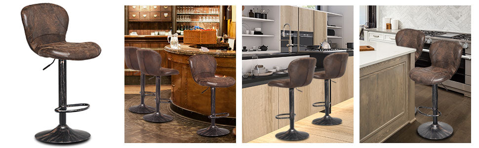 Eletriclife Set of 2 Adjustable Swivel Hot-stamping Bar Stools with Backrest
